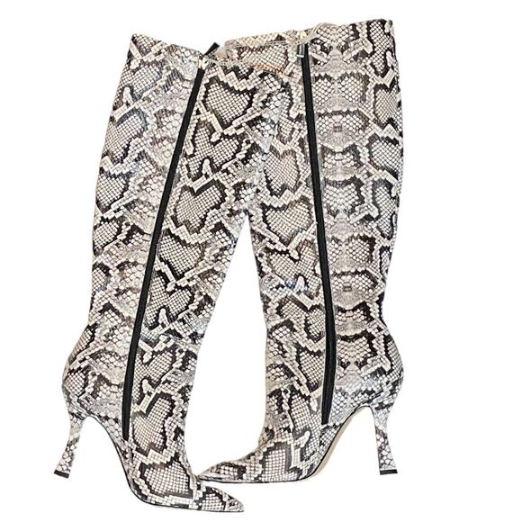 6 Gianni Bini Lennoxe Snake Print Leather Tall Boots White Women’s NWT - Picture 7 of 8